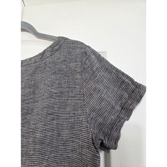 Garnet Hill 100% Linen Striped Coastal Lagenlook Dropwaist Shift Dress, Size 10 - Picture 10 of 13